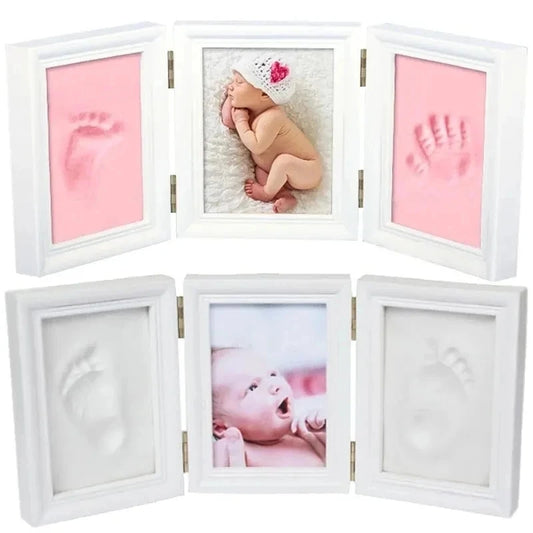 Baby Hand&Foot Print Hands Feet Mold Maker Bebe Baby Photo Frame With Cover Fingerprint Mud Set Baby Growth Memorial Gift